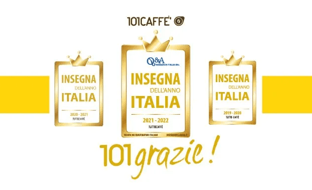 101CAFFE’ vince per la terza volta, il franchising è stato eletto Insegna dell'anno 2021-2022
