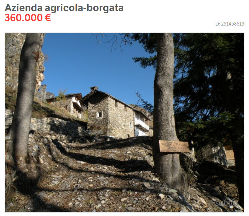 Borgata alpina in vendita online: "Costa quanto un appartamento"