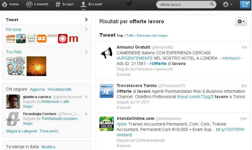 Cerchi un lavoro? Twitta!