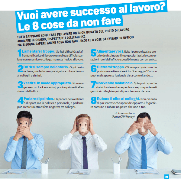 Le 8 cose da non fare sul posto di lavoro